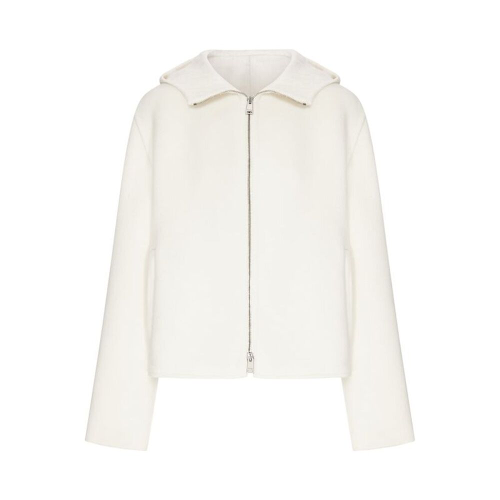 Fendi Women Ff Zip-Up Hooded Blouson In Wool Blend